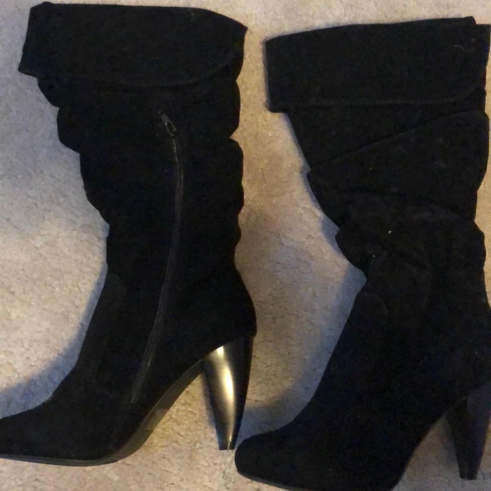 Black Suede Qupid Pump Boot
